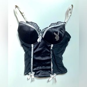 Playboy Intimates Women's Black Corset Lingerie Top Size S/C